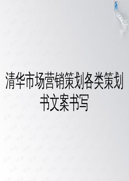 清華市場營銷策劃 從策劃書到PPT文案的實戰指南